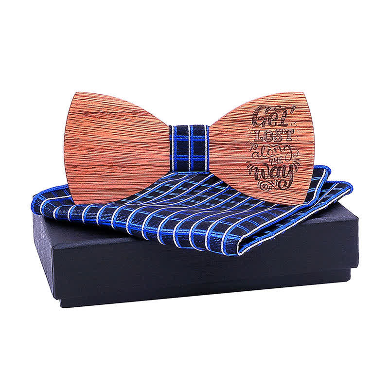 2-teiliges Holzfliege-Set für Herren mit Sprüchen