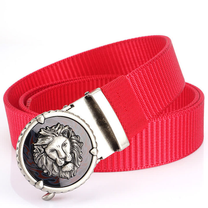 Praktischer Nylongürtel für Herren mit Löwenkopfmuster - Rot / Silber - 48" - image 22
