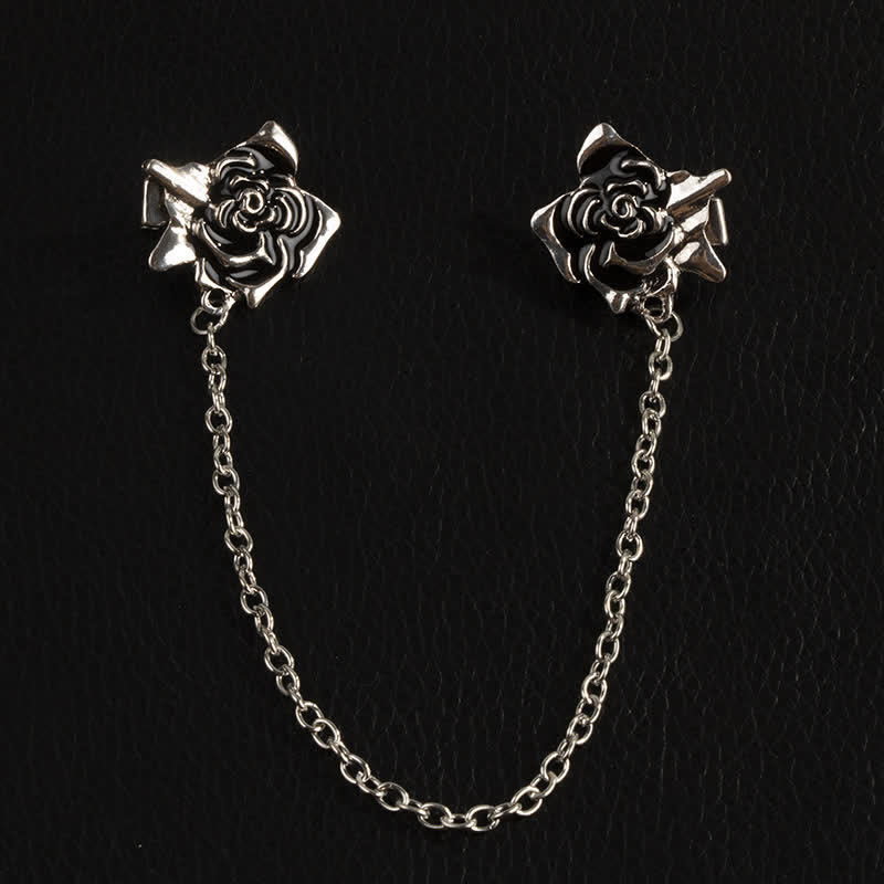 Herrenschmuck: antike Rosettenbrosche mit Kettenkragenclip