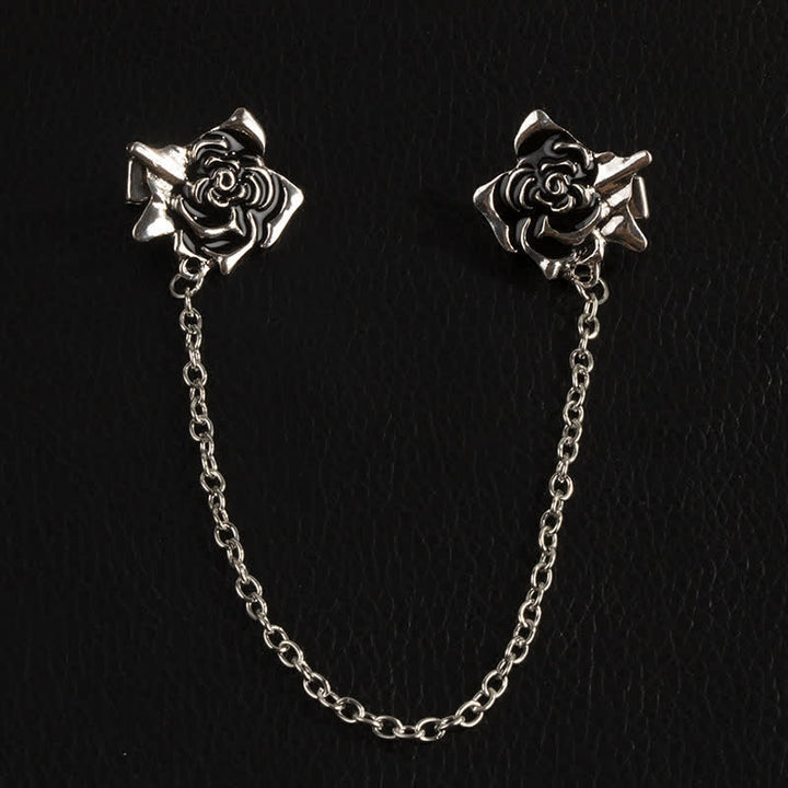 Herrenschmuck: antike Rosettenbrosche mit Kettenkragenclip