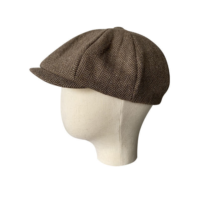 Kaffee Fein Herringbone Achteck Barett Kappe
