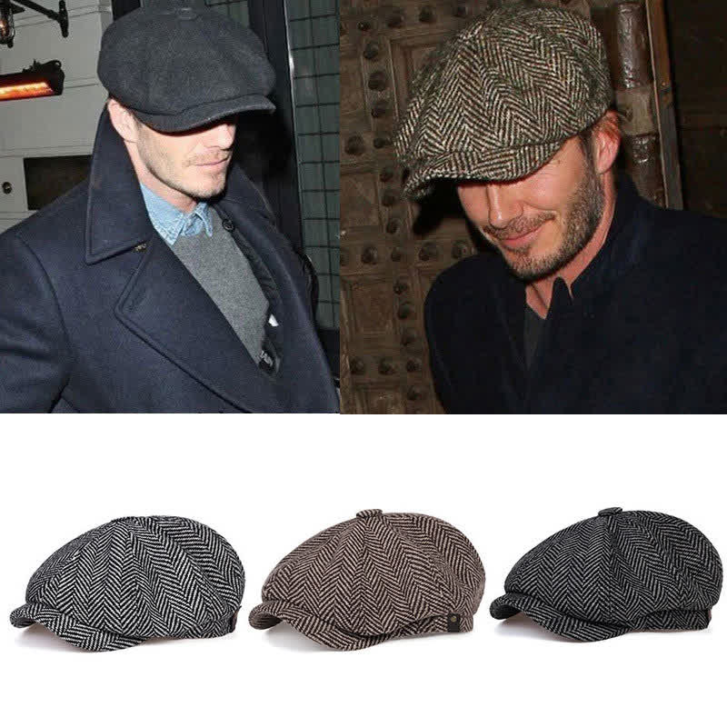 Peaky Hat Fischgrätenmuster Achteckige Baskenmütze - image 1