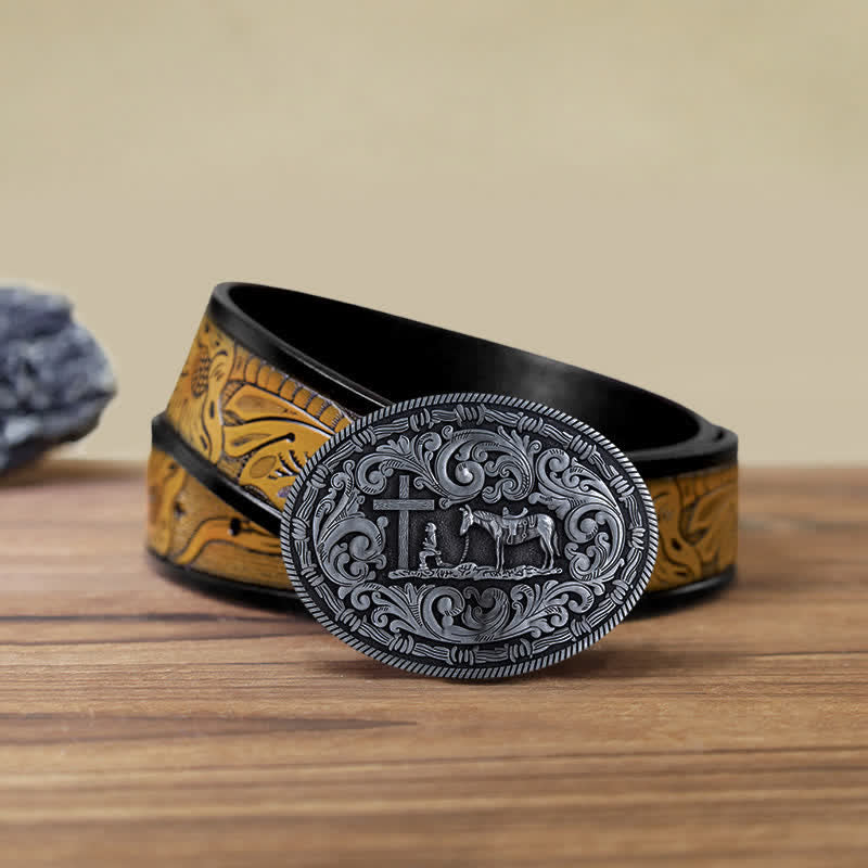 DIY Gebets Cowboy oval Schnallengürtel für Herren