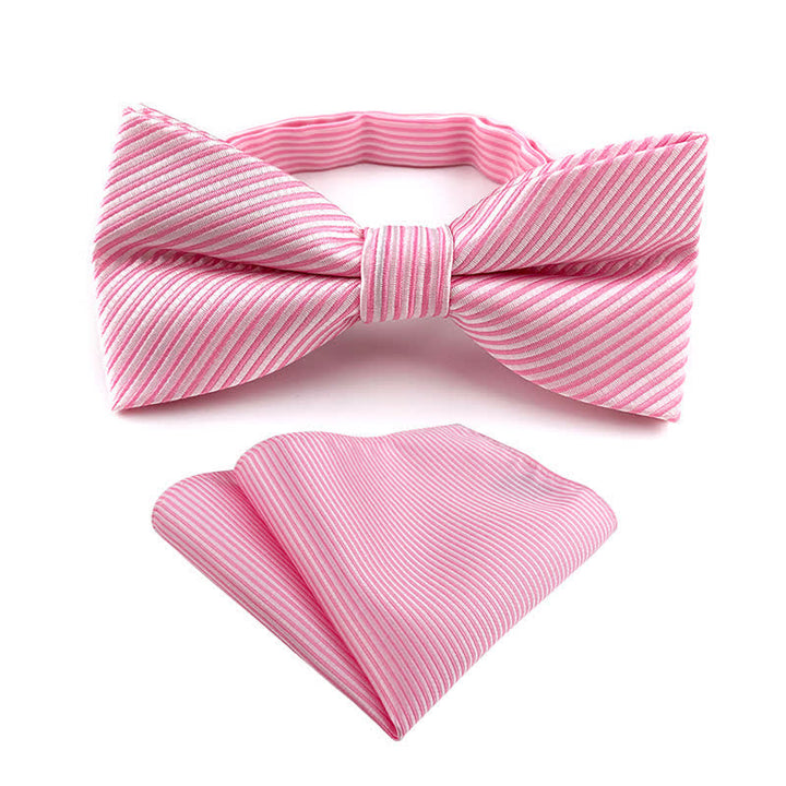 2 Stk. Herren Schickes Karo Gestreiftes Fliege Einstecktuch Set