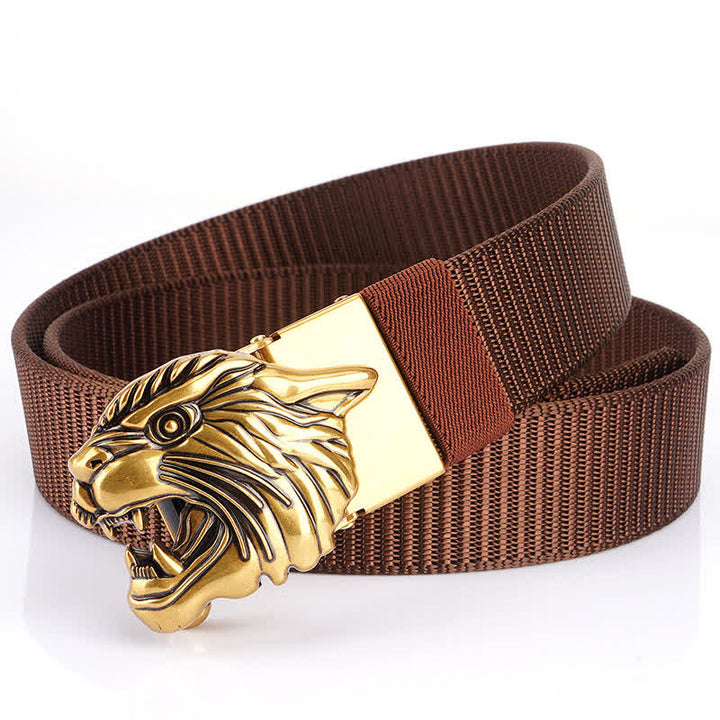 Nylon-Gürtel mit brüllendem Tigerkopf für Männer