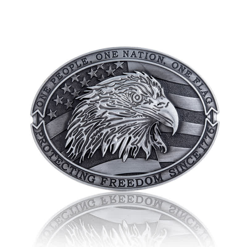 Herren DIY patriotischer Glatzkopf-Adler USA Flaggen-Gürtelschnallen-Ledergürtel