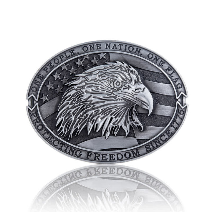 Herren DIY patriotischer Glatzkopf-Adler USA Flaggen-Gürtelschnallen-Ledergürtel