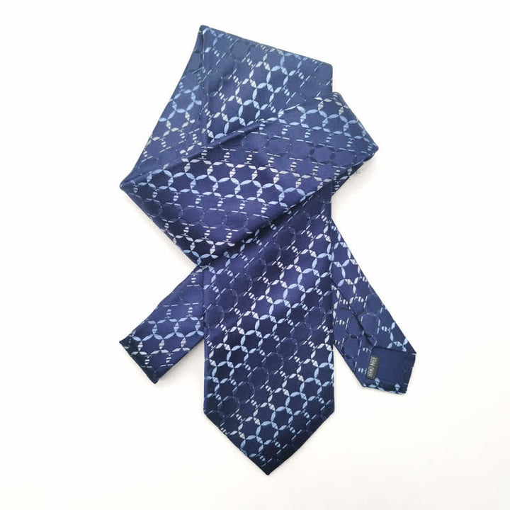 Herren Krawatte aus reiner Seide mit gestreiftem Hexagon-Muster