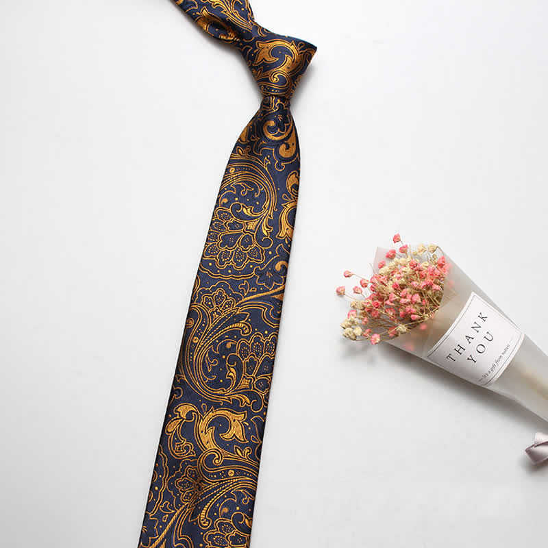 Luxuriöse Herren-Casual-Krawatte mit Paisleymuster - Gold & Marineblau - image 1