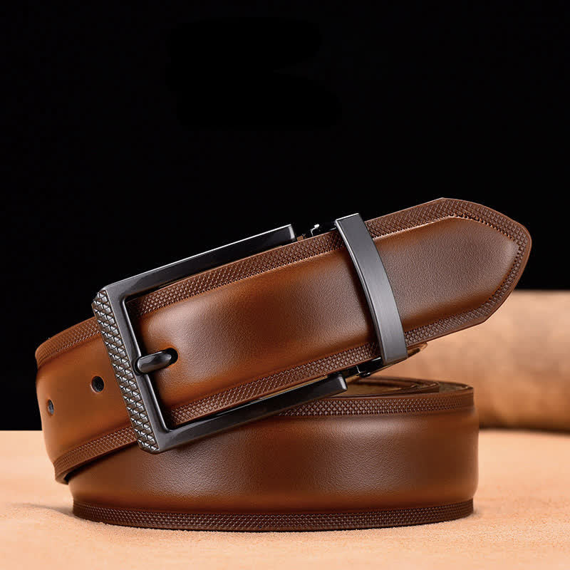 Herren Edler Schwarz und Silber Schnalle Ledergürtel - Gelb Braun & Schwarz - 46 - image 7