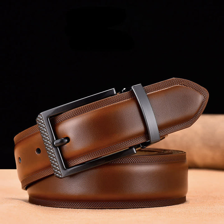 Herren Edler Schwarz und Silber Schnalle Ledergürtel - Gelb Braun & Schwarz - 46 - image 7