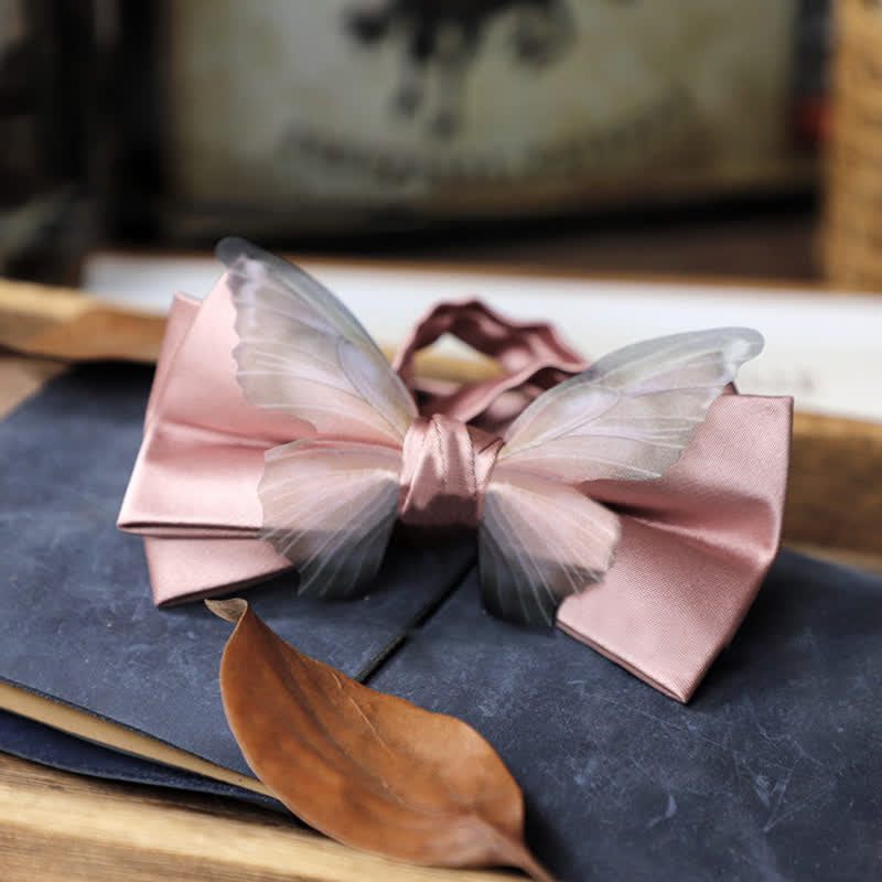 Herren-Set aus Vintage-Organza mit Schmetterlings-Fliege und Einstecktuch
