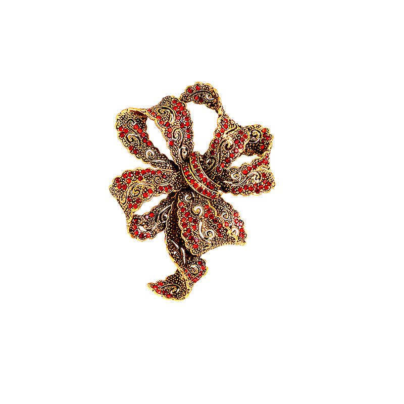 Frauen Vintage Boho Schleife Zirkon Brosche