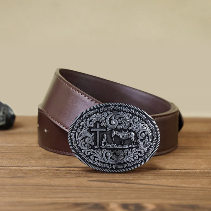 DIY Gebets Cowboy oval Schnallengürtel für Herren