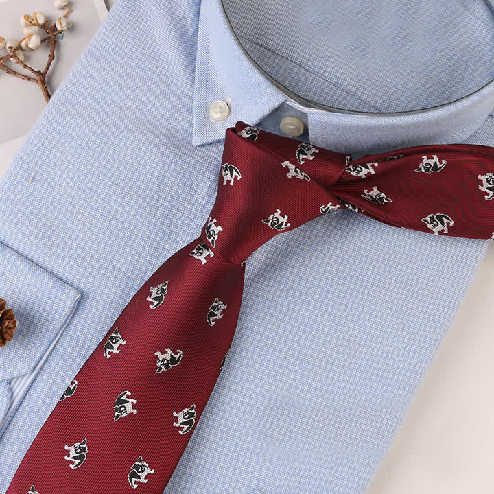 Herren Vintage Krawatte mit geometrischen Blumenmotiven - Burgunder Welpe - image 7