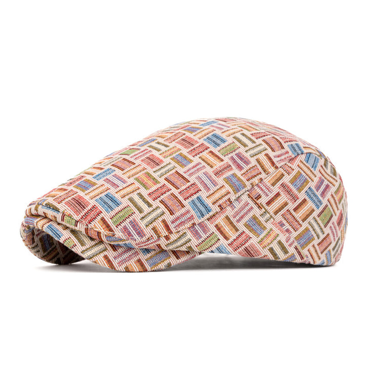 Künstlerische Retro-Baskenmütze mit Jacquard-Karomuster - Schnalle hinten - Rosa - Einstellbar (22 1/2"-24") - image 19