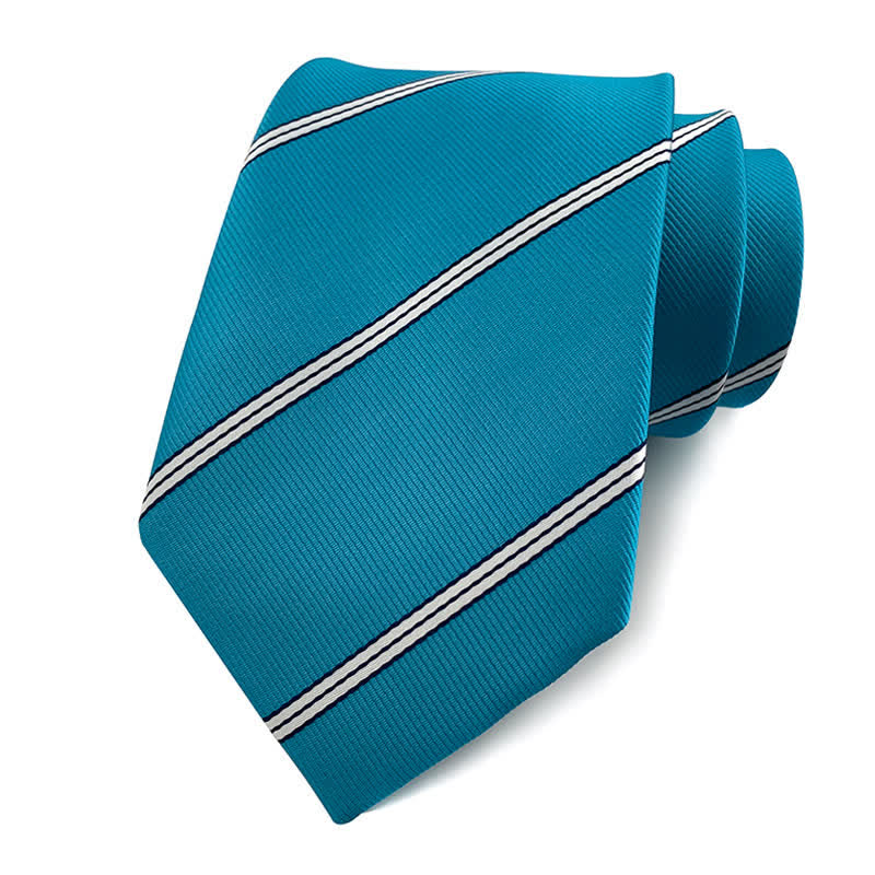 Traditionelle Repp-Gestreifte Bürokrawatte für Herren - Cyan - image 9