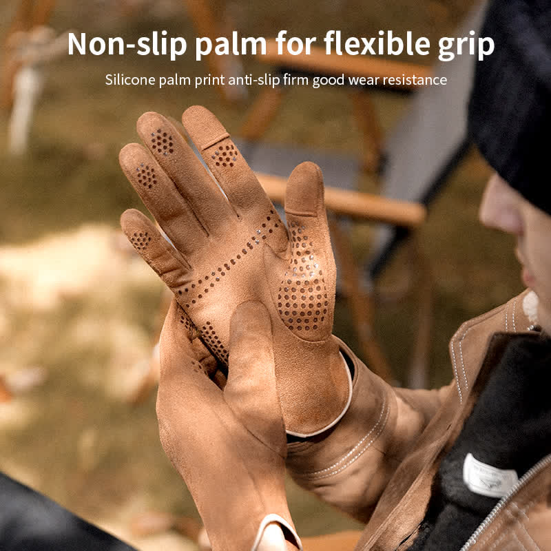 Thermo-Veloursleder-Split-Finger-Handschuhe