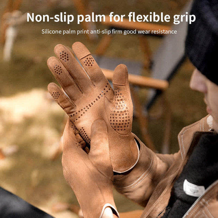 Thermo-Veloursleder-Split-Finger-Handschuhe