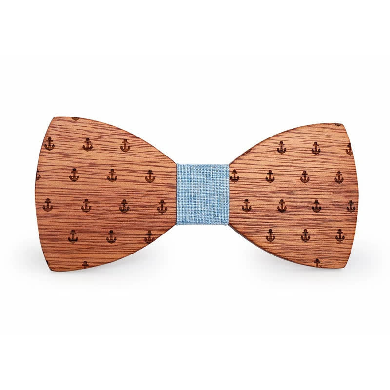 Holzfliege mit nautischem Anker-Design für Herren