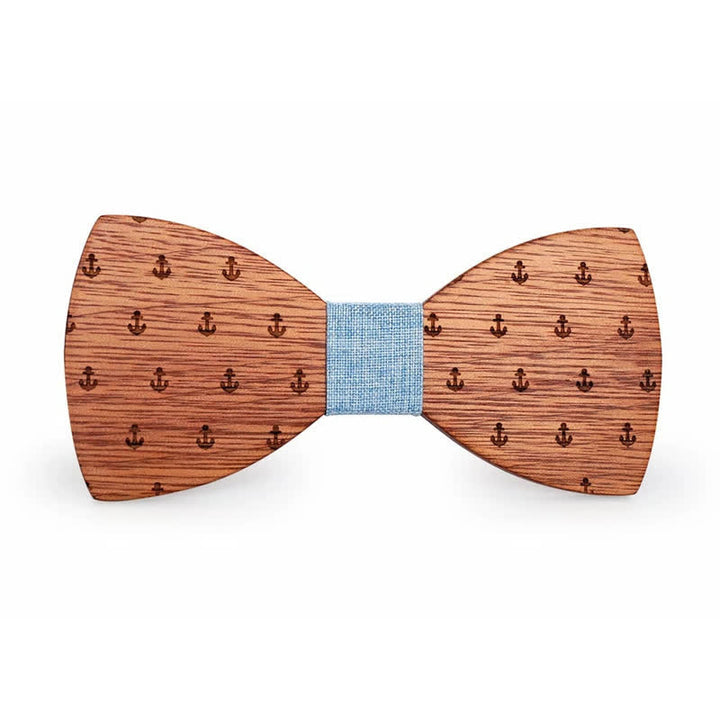 Holzfliege mit nautischem Anker-Design für Herren