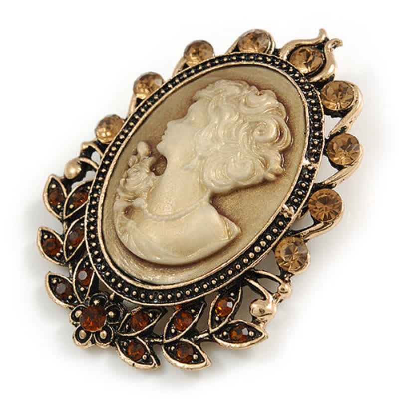 Viktorianische Cameo-Silhouette-Blatt-Brosche für Frauen