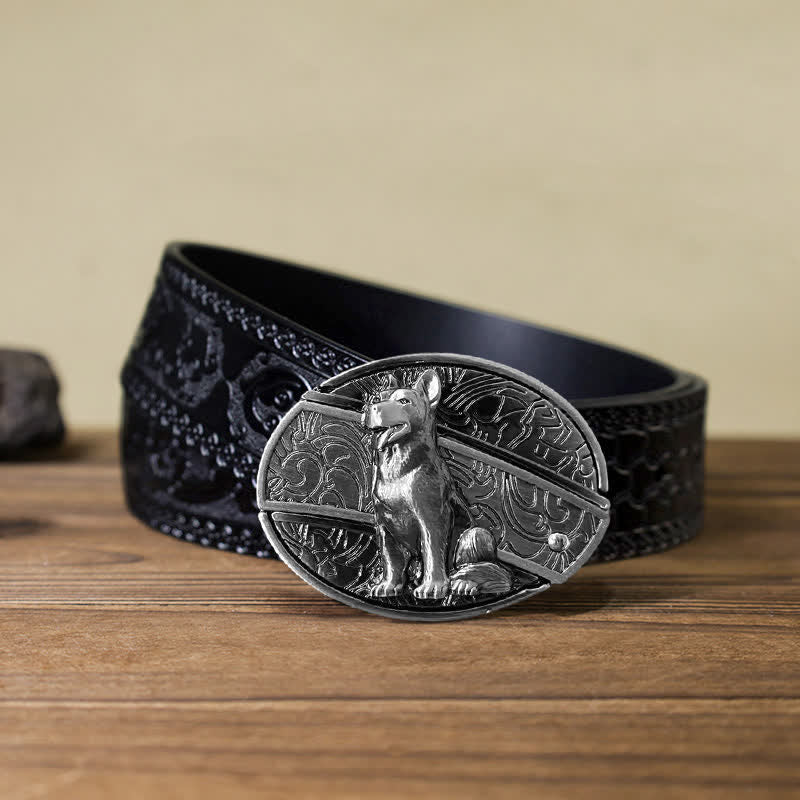 DIY-Ledergürtel mit verstecktem Klappmesser „Loyal Dog“ für Herren