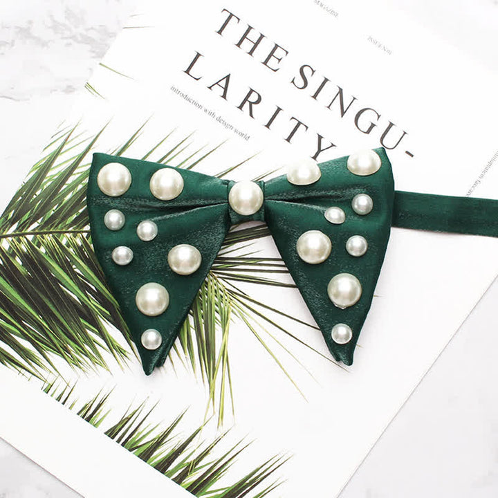 Pearls Bright Oversized Pointed Bow Tie - Grün - image 9