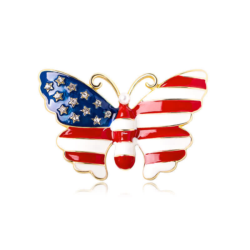 Herren-Brosche mit amerikanischer Flagge und Schmetterling