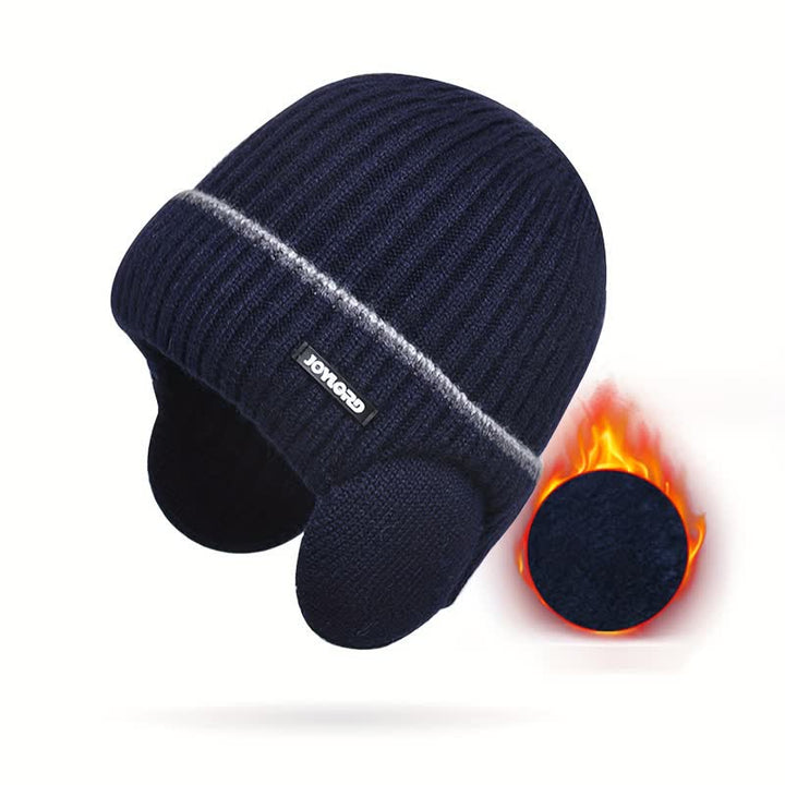 Unisex Hut mit einfarbigen Ohrenklappen, elastisch und verdickt, gestrickt