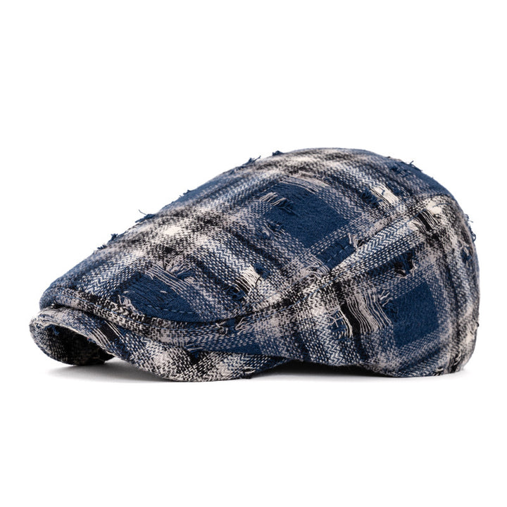 Herbst & Winter Broken Edge Vintage Plaid Baskenmütze - Blau - Einstellbar (22"-24") - image 10