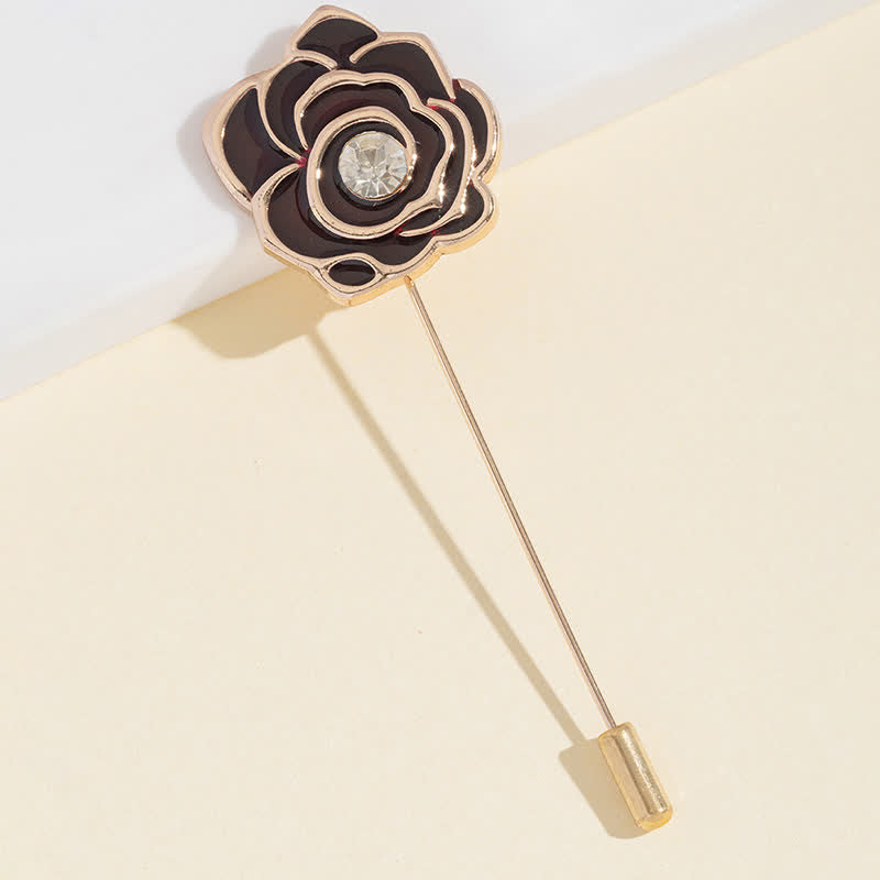 Schwarze Rosenblütenbrosche für Frauen