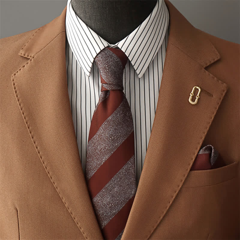 Herren Braun & Grau Blockgestreifte Krawatte - Braun & Grau - image 0