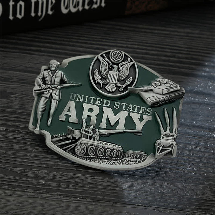 DIY-Herrenledergürtel mit Panzer-Schnalle der United States Army