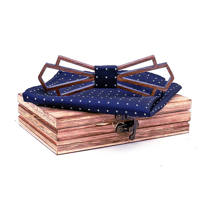 2Stk. Herren Neuheit Hohl Holz Fliege Set
