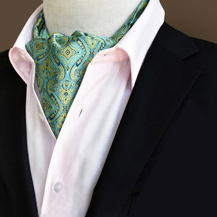 Türkise Freizeit-Prom-Herren-Blumen-Ascot-Paisley-Krawatte