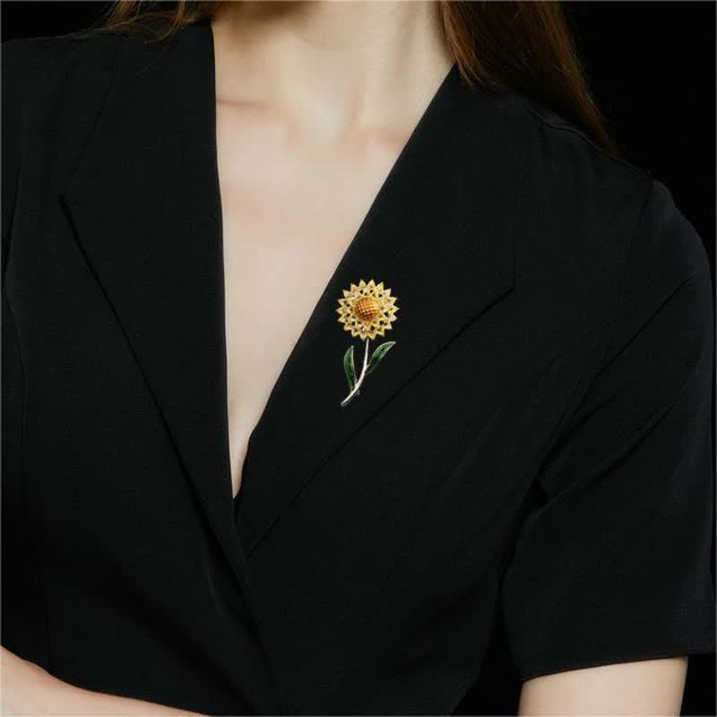 Goldene Sonnenblumenbrosche für Frauen