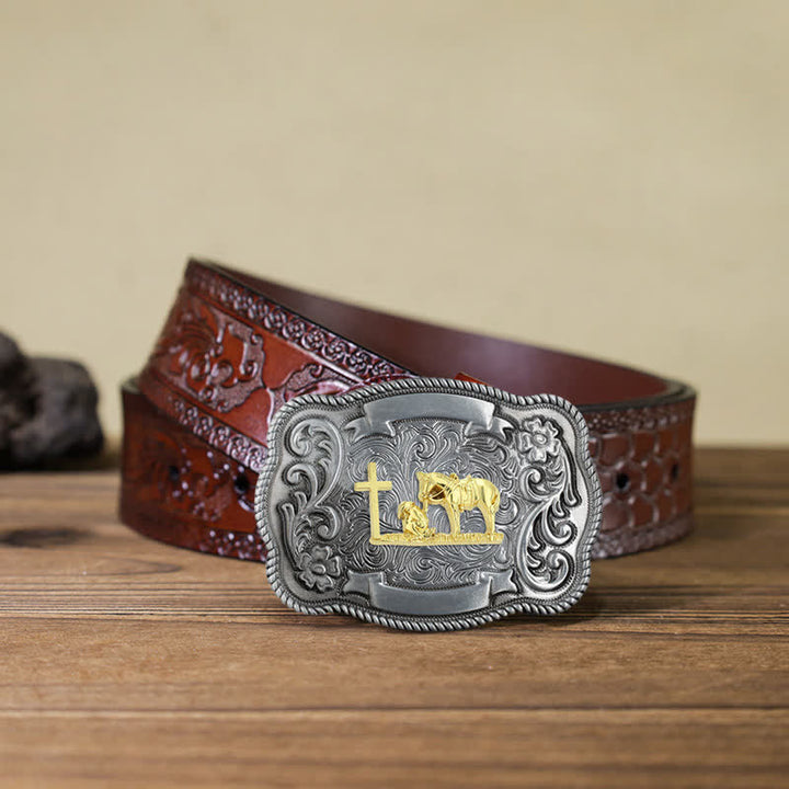 Herren DIY Ledergürtel mit goldener Tierschnalle
