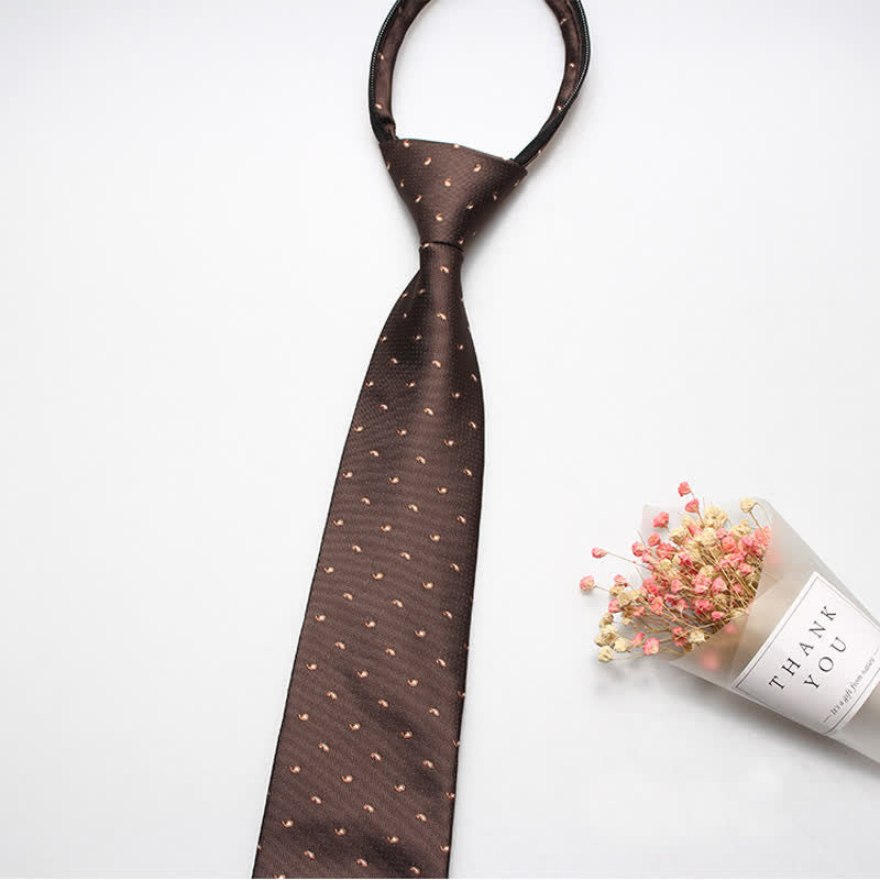 Trendy Mikro Paisley Reißverschluss-Krawatte für Herren - Braun - image 2