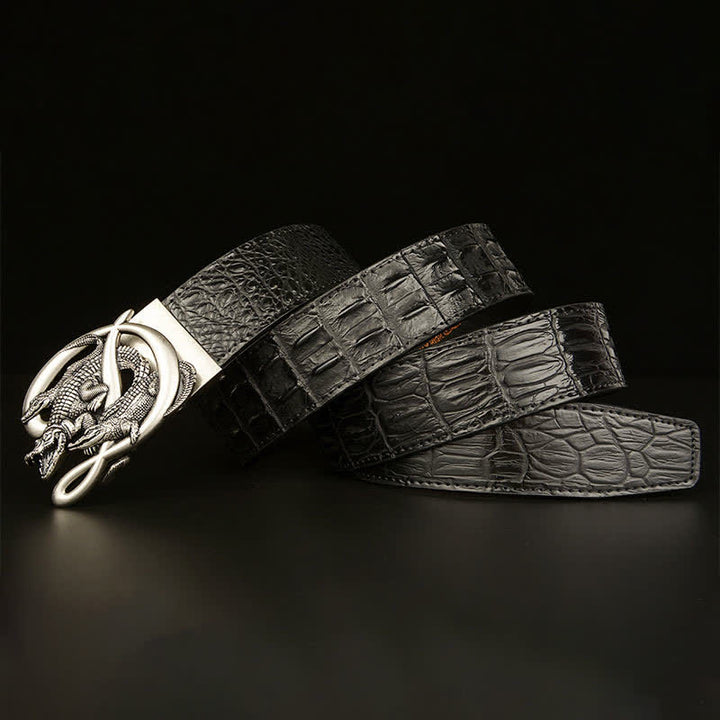 Herren Krokodilschnalle Alligator-Muster Ledergürtel