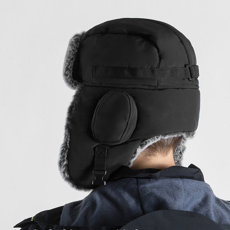Unisex Outdoor Aviator Cap Kunstfell Trapper Hut Set