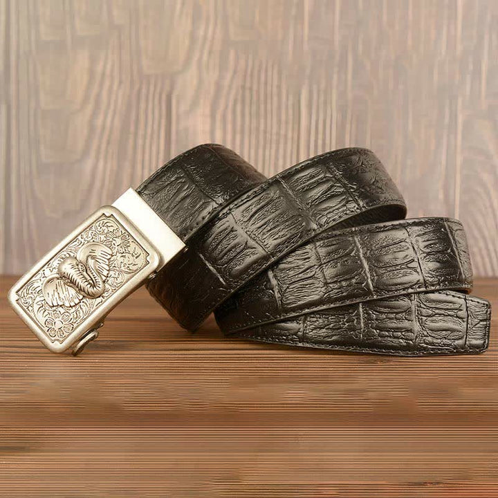 Herren Punk Elefant Alligator Muster Ledergürtel