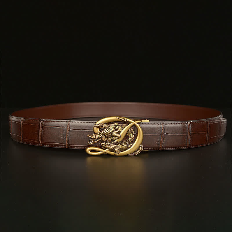 Herren Krokodilschnalle Alligator-Muster Ledergürtel