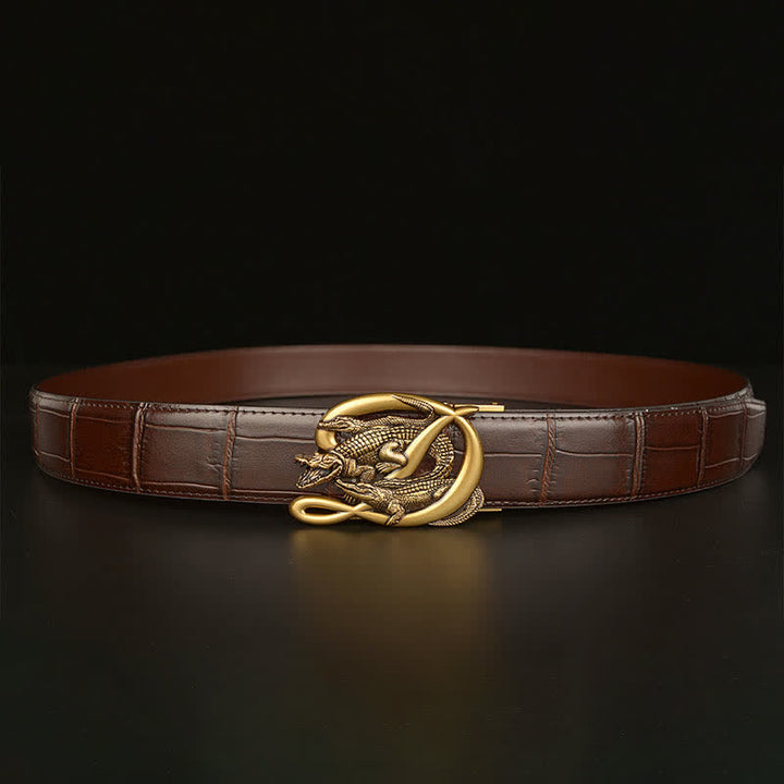 Herren Krokodilschnalle Alligator-Muster Ledergürtel
