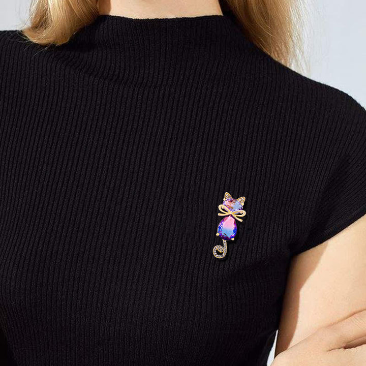 Niedliche Kitty Strass Brosche für Frauen