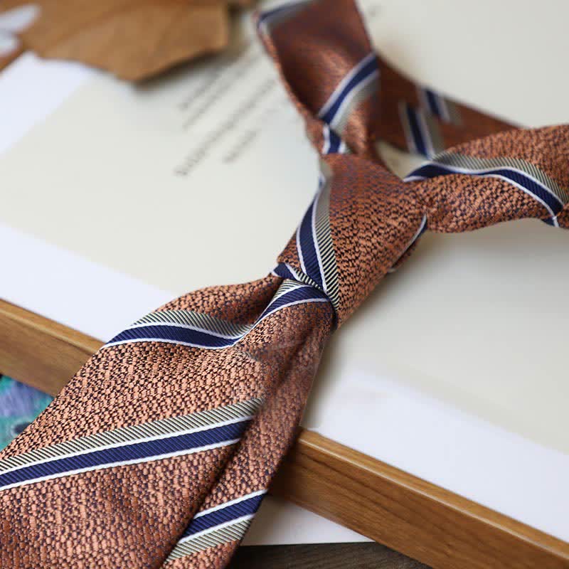 Krawatte der Serie 'Coffee Colors' mit Streifen und Paisley-Muster für Herren - Stil #12 - image 15