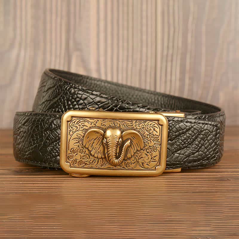 Herren Punk Elefant Alligator Muster Ledergürtel