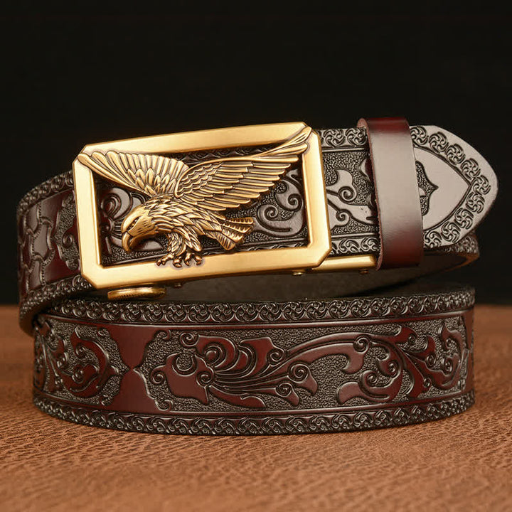 Herren Vintage Gürtel mit Adler Schnalle aus Leder