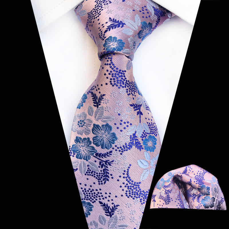 2-teiliges Krawattenset für Herren mit Pflaumenblüten-Blumenmuster