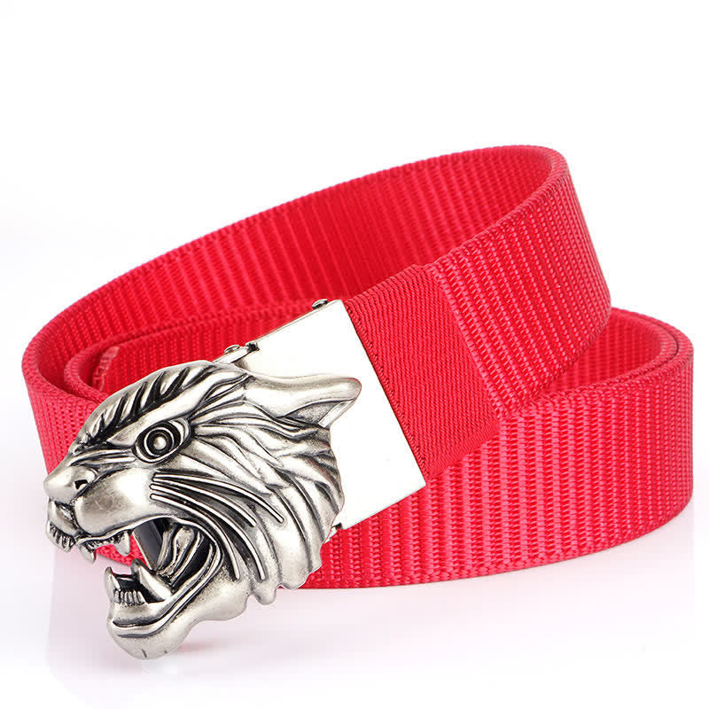 Nylon-Gürtel mit brüllendem Tigerkopf für Männer